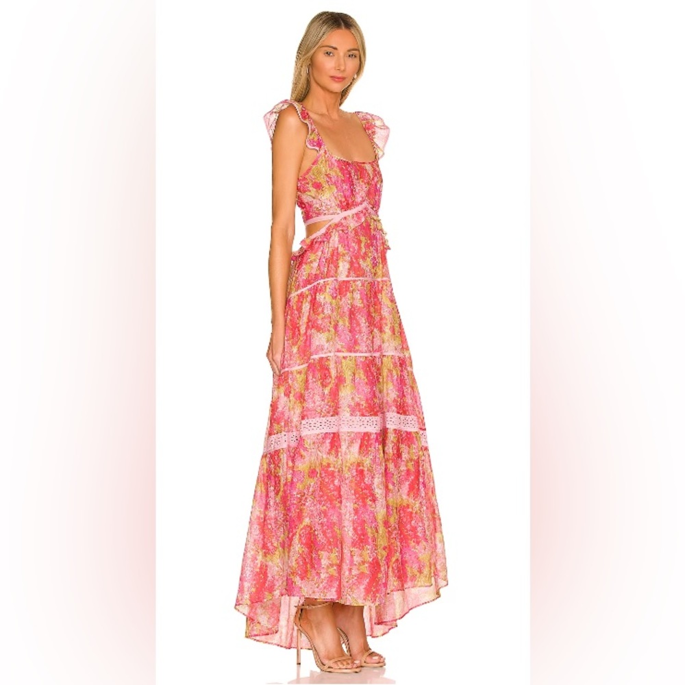 LoveShackFancy Madsen Floral Maxi Dress With Cut Outs - Picture 2 of 16